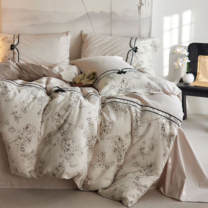 91家纺网 家纺一手货源 找家纺 2024新款全新工艺古典国风全棉天丝四件套 如梦令