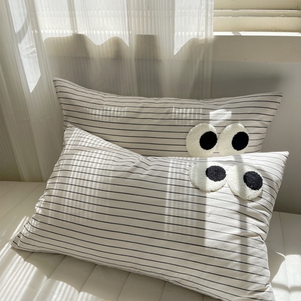 （总）丽涵家纺 2024新款色织水洗棉大眼毛巾绣-单品枕套