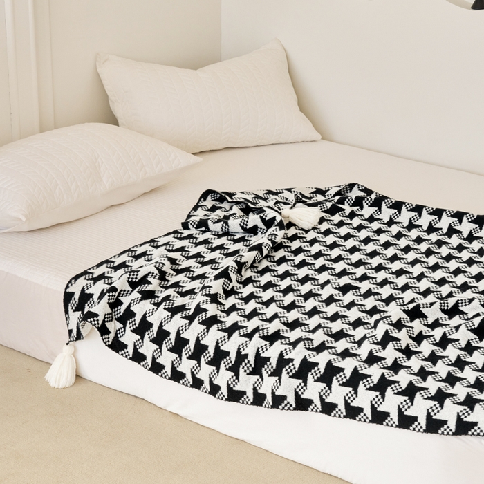 91家纺网 家纺一手货源 找家纺 苏艺针织盖毯 2024新款针织披肩沙发盖毯 针织-星