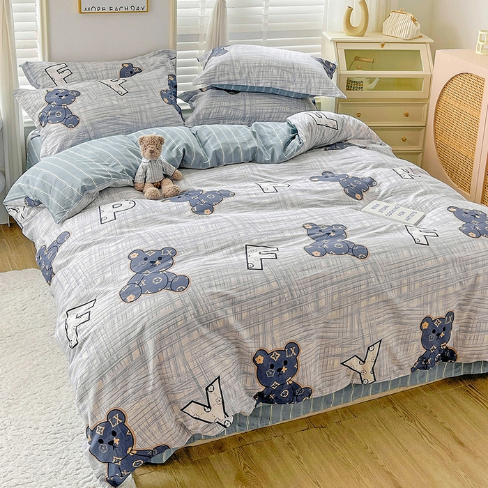 91家纺网 家纺一手货源 找家纺 恩泽 2024新款ins风全棉四件套 可比乐园