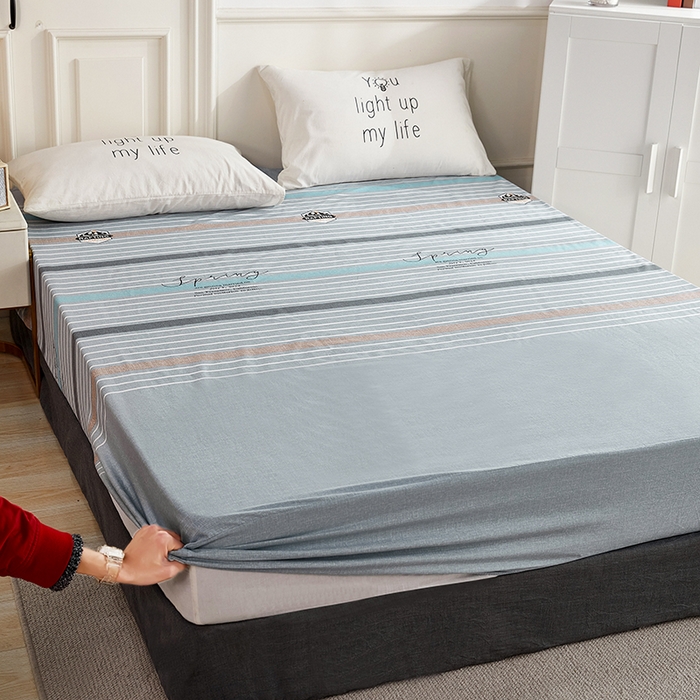 91家纺网 家纺一手货源 找家纺 恩泽 2024新款ins风全棉单品床笠 皇家学院灰