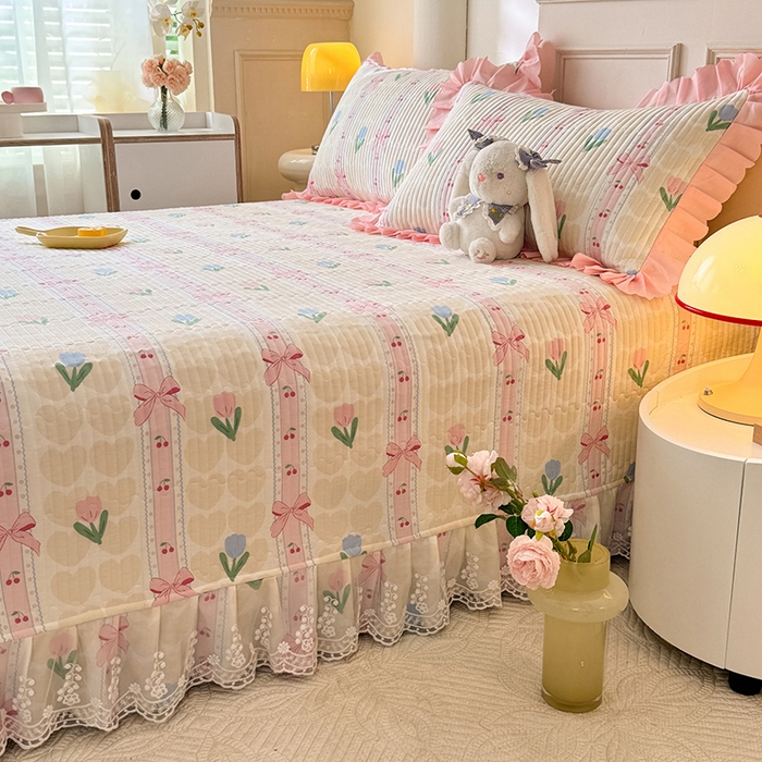 91家纺网 家纺一手货源 找家纺 美达家纺 2025新款全棉防滑榻榻米床护垫 春盼花季