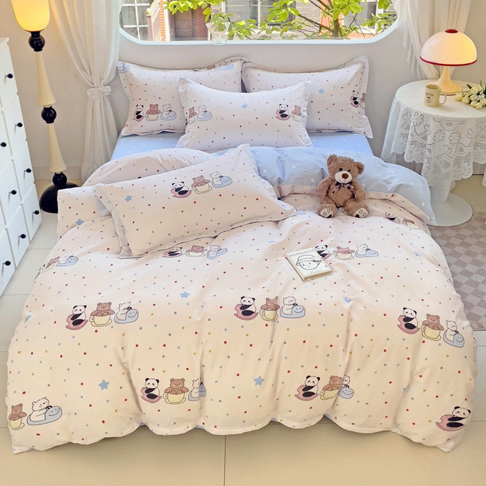 91家纺网 家纺一手货源 找家纺 恩泽 2024新款ins风全棉四件套 宠物派对