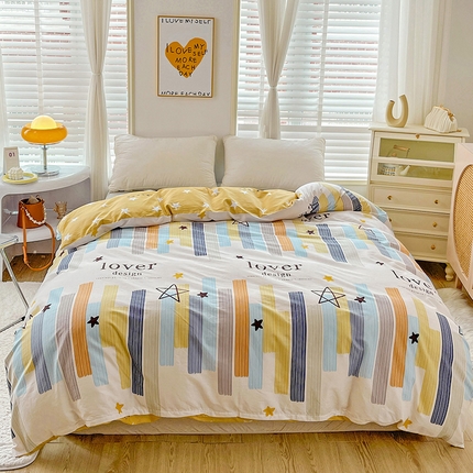 2024新款ins风全棉印花单品被套 星光条纹