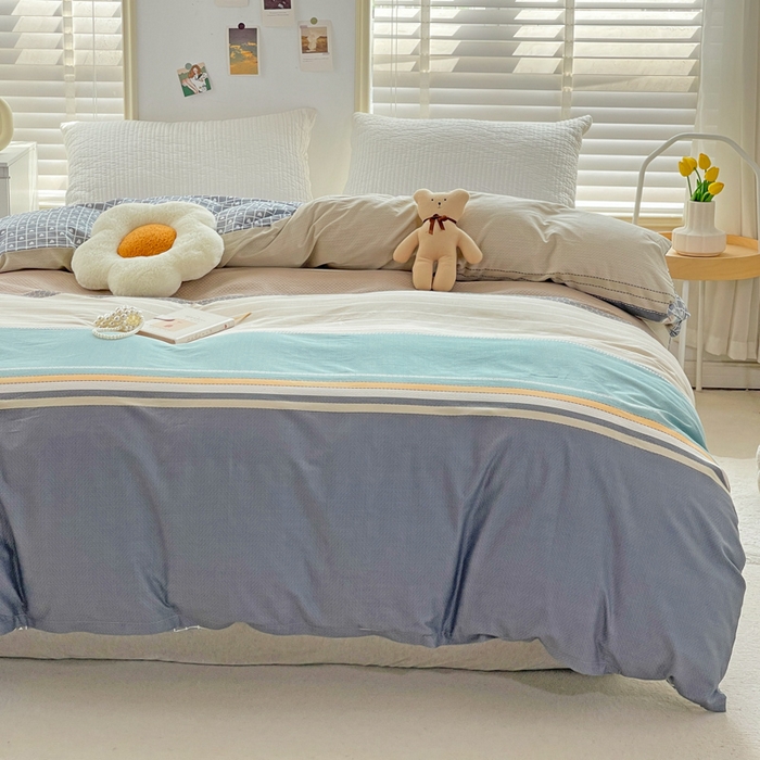 91家纺网 家纺一手货源 找家纺 2024新款ins风全棉印花单品被套 莫兰迪