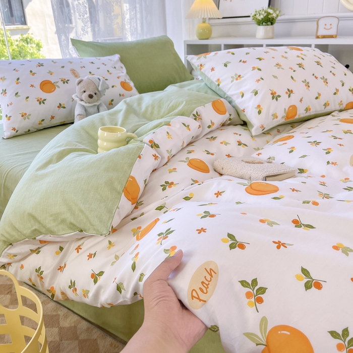 91家纺网 家纺一手货源 找家纺 世爵 2024新款12868全棉印花单品被套水蜜桃