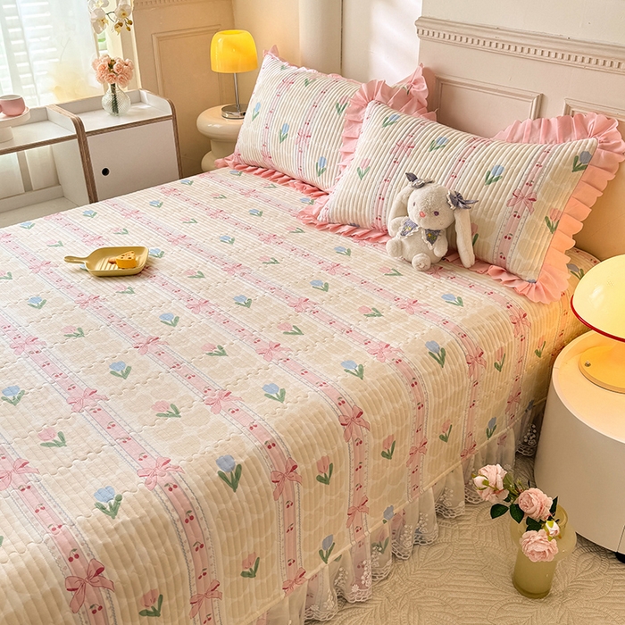 91家纺网 家纺一手货源 找家纺 美达家纺 2025新款全棉防滑榻榻米床护垫 春盼花季