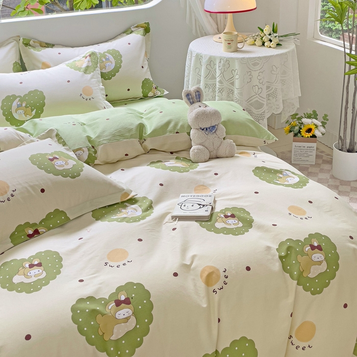 91家纺网 家纺一手货源 找家纺 恩泽 2024新款ins风全棉四件套 安心宝贝