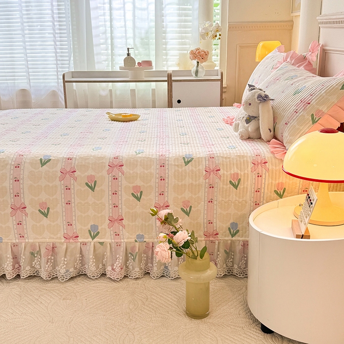 91家纺网 家纺一手货源 找家纺 美达家纺 2025新款全棉防滑榻榻米床护垫 春盼花季