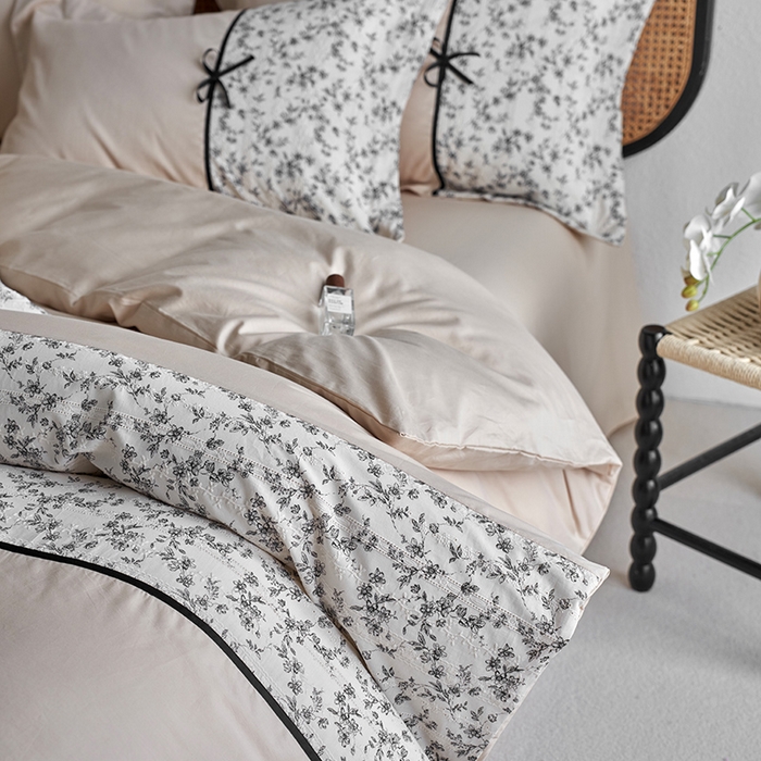 91家纺网 家纺一手货源 找家纺 （总）2024新款全棉轻法式复古蝴蝶结刺绣工艺款四件套