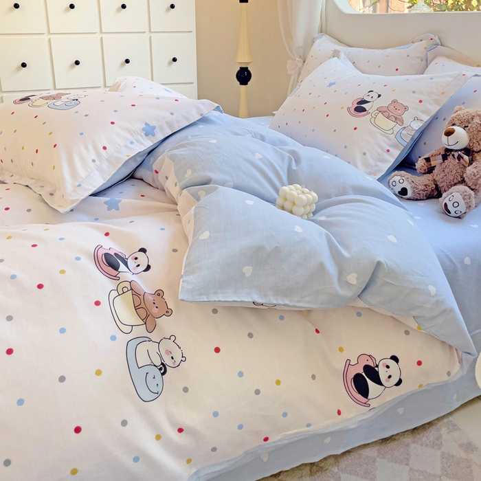 91家纺网 家纺一手货源 找家纺 恩泽 2024新款ins风全棉四件套 宠物派对