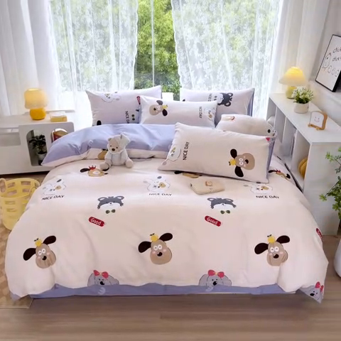 91家纺网 家纺一手货源 找家纺 世爵 2024新款12868全棉印花四件套可爱联盟