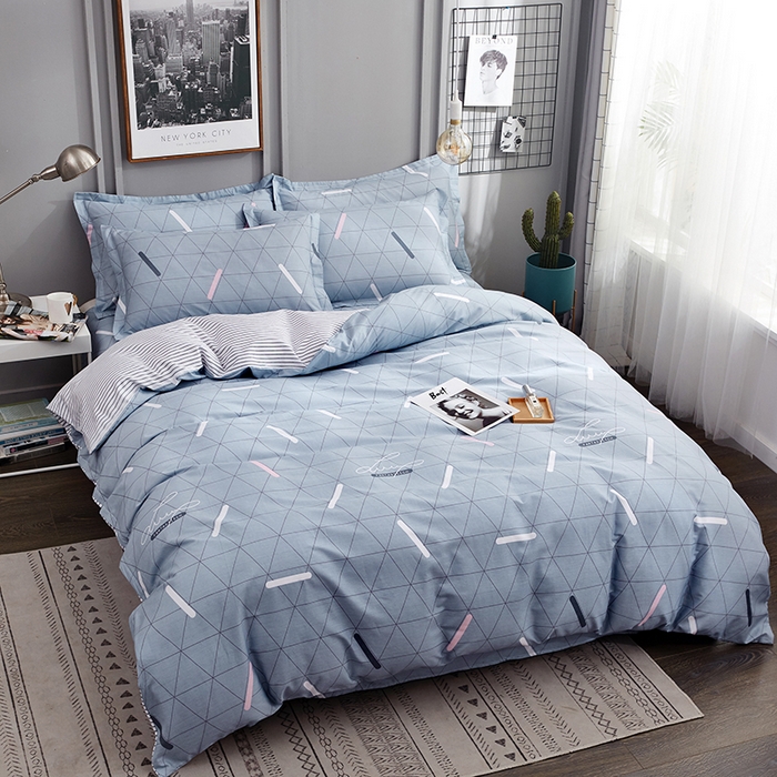 91家纺网 家纺一手货源 找家纺 恩泽 2024新款ins风全棉四件套 几何旋律