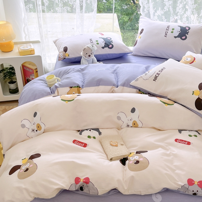 91家纺网 家纺一手货源 找家纺 世爵 2024新款12868全棉印花四件套可爱联盟