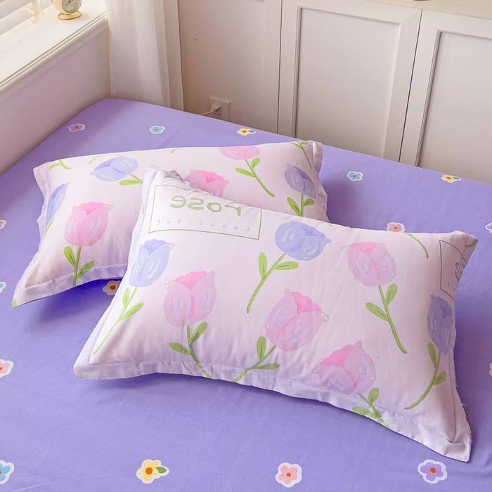 91家纺网 家纺一手货源 找家纺 恩泽 2024新款ins风全棉单品枕套 玫瑰佳人