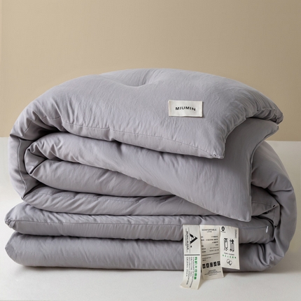91家纺网 家纺一手货源 找家纺 莱登卡奴 2025春夏款学生宿舍被芯A类原棉水洗棉贴标大豆被夏被系列学生床被芯 水洗棉贴标款-浅灰