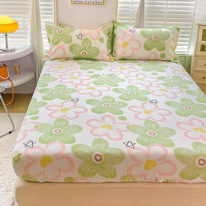 91家纺网 家纺一手货源 找家纺 恩泽 2024新款ins风全棉单品床笠 花语嫣然