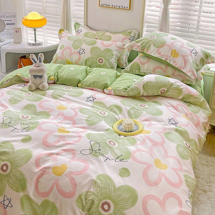 91家纺网 家纺一手货源 找家纺 恩泽 2024新款ins风全棉四件套 花语嫣然