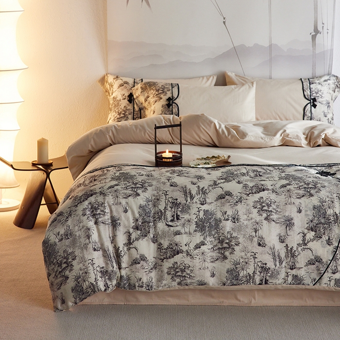 91家纺网 家纺一手货源 找家纺 （总）2024新款全新工艺古风全棉天丝盘扣四件套