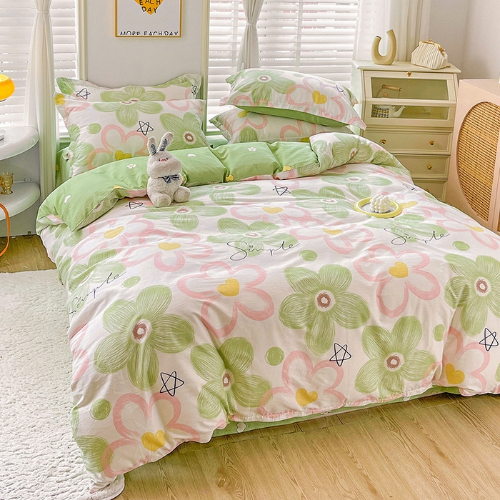 91家纺网 家纺一手货源 找家纺 恩泽 2024新款ins风全棉四件套 花语嫣然