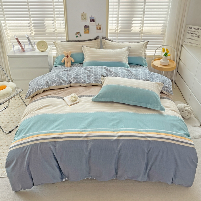 91家纺网 家纺一手货源 找家纺 恩泽 2024新款ins风全棉四件套 莫兰迪