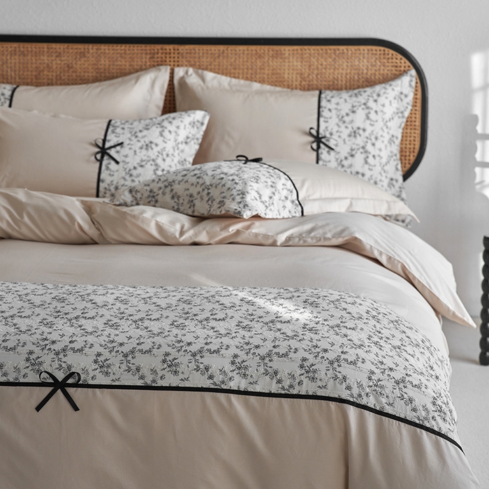 91家纺网 家纺一手货源 找家纺 （总）2024新款全棉轻法式复古蝴蝶结刺绣工艺款四件套