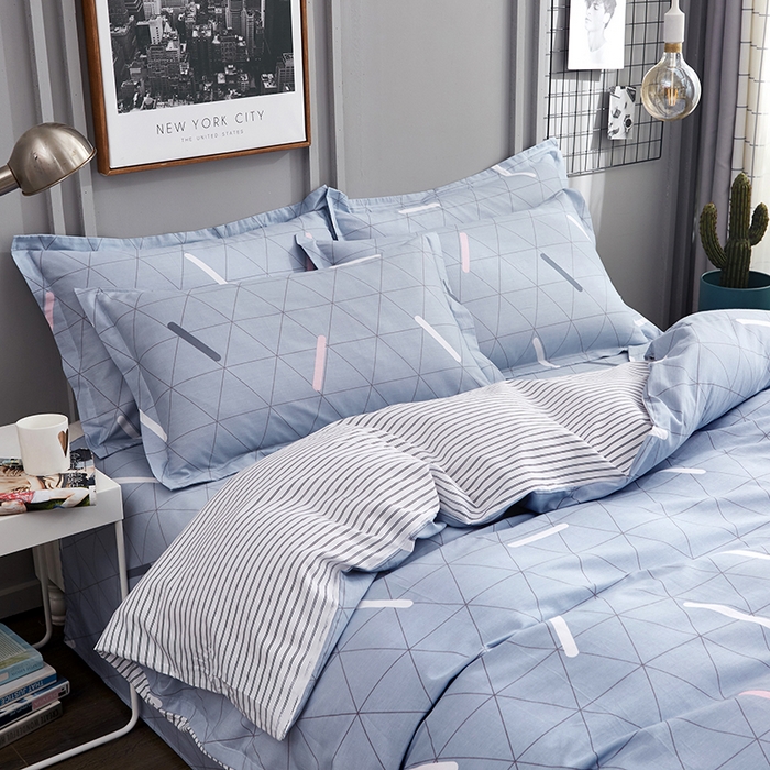 91家纺网 家纺一手货源 找家纺 恩泽 2024新款ins风全棉四件套 几何旋律