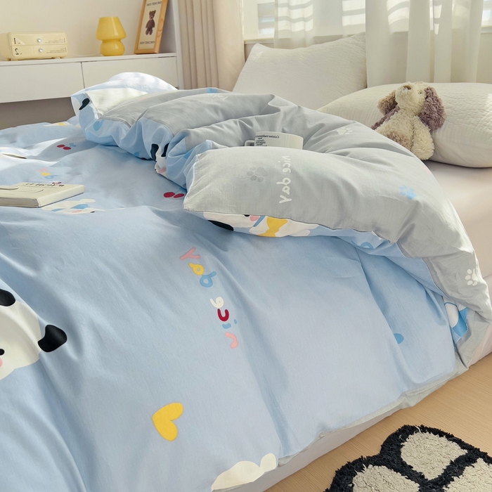 91家纺网 家纺一手货源 找家纺 2024新款ins风全棉印花单品被套 皮皮狗