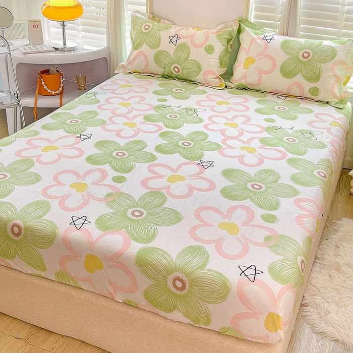 91家纺网 家纺一手货源 找家纺 恩泽 2024新款ins风全棉单品床笠 花语嫣然