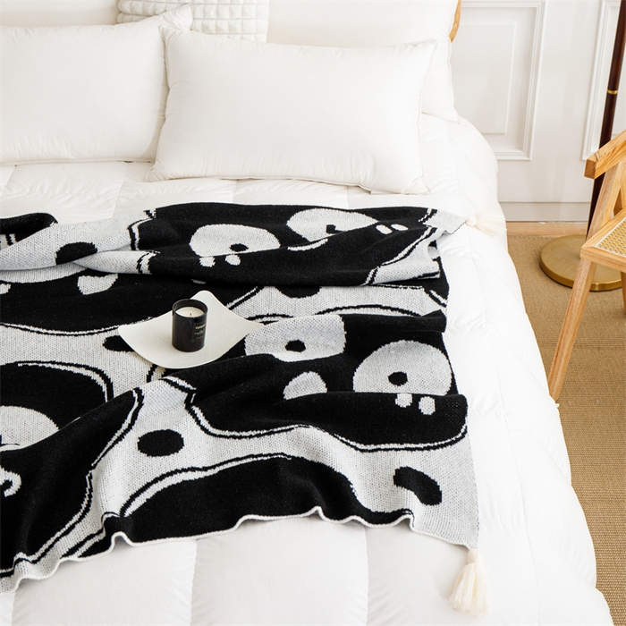 91家纺网 家纺一手货源 找家纺 苏艺针织盖毯 2024新款针织披肩沙发盖毯 针织-煤球