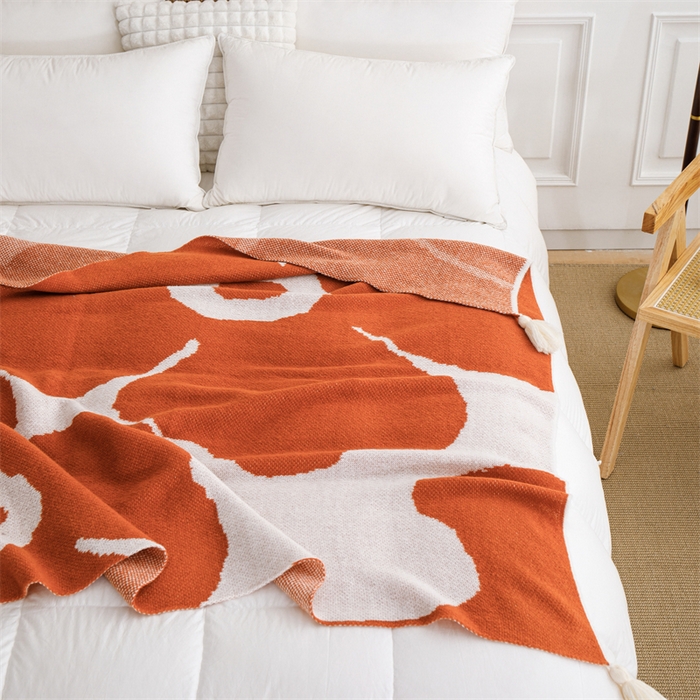 91家纺网 家纺一手货源 找家纺 苏艺针织盖毯 2024新款针织披肩沙发盖毯 针织-花语