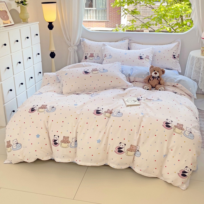 91家纺网 家纺一手货源 找家纺 恩泽 2024新款ins风全棉四件套 宠物派对