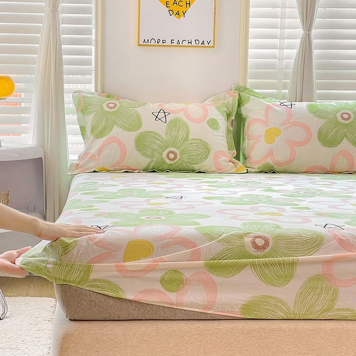 91家纺网 家纺一手货源 找家纺 恩泽 2024新款ins风全棉单品床笠 花语嫣然