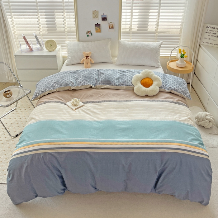 91家纺网 家纺一手货源 找家纺 2024新款ins风全棉印花单品被套 莫兰迪