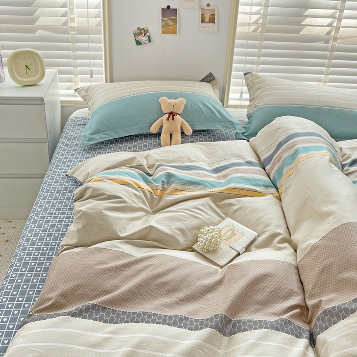 91家纺网 家纺一手货源 找家纺 恩泽 2024新款ins风全棉四件套 莫兰迪