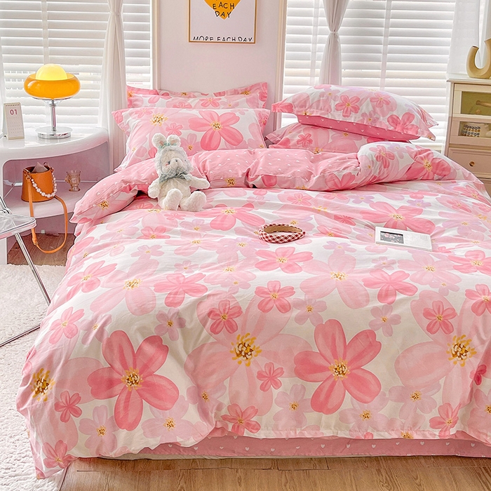 91家纺网 家纺一手货源 找家纺 恩泽 2024新款ins风全棉四件套 花香馥郁