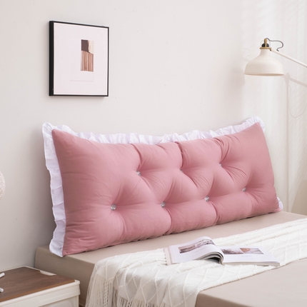 91家纺网 家纺一手货源 找家纺 美达人 2024新款水洗棉白色花边靠背 豆沙