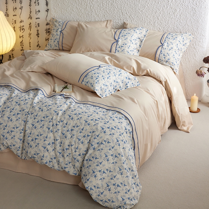 91家纺网 家纺一手货源 找家纺 2024新款全新工艺全棉古风刺绣四件套 兰亭序