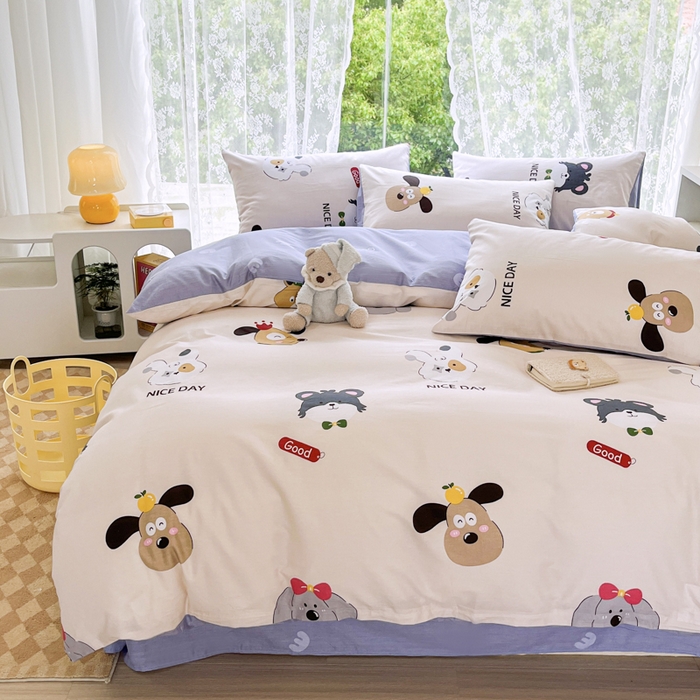 91家纺网 家纺一手货源 找家纺 世爵 2024新款12868全棉印花单品被套可爱联盟