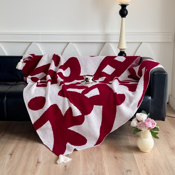 91家纺网 家纺一手货源 找家纺 苏艺针织盖毯 2024新款中式风高端婚礼喜字毛毯 针织-发财被爱