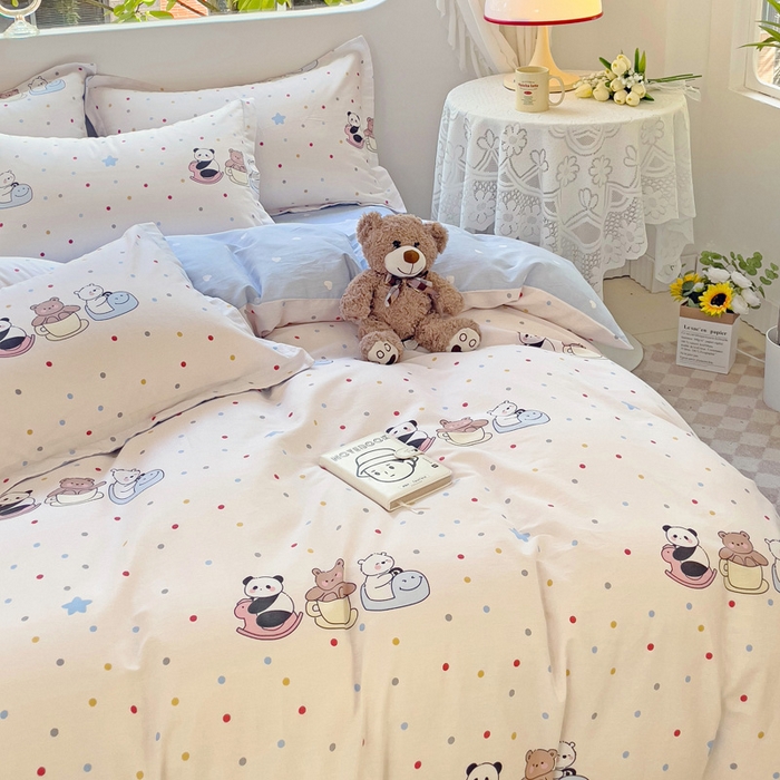 91家纺网 家纺一手货源 找家纺 恩泽 2024新款ins风全棉四件套 宠物派对