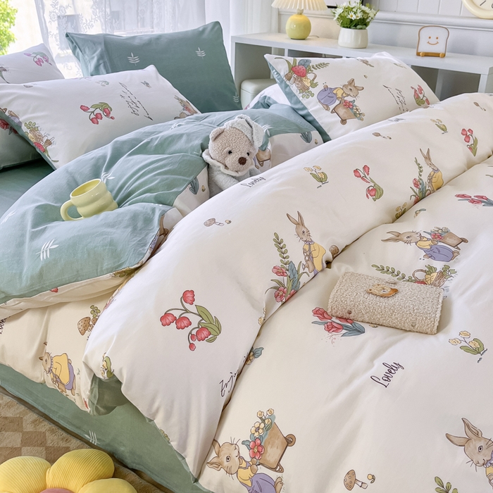 91家纺网 家纺一手货源 找家纺 世爵 2024新款12868全棉印花单品被套田园趣事