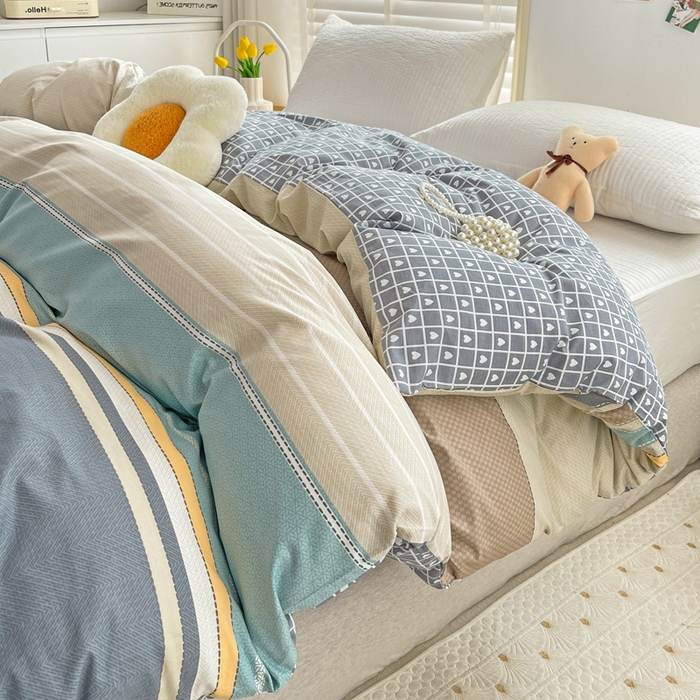 91家纺网 家纺一手货源 找家纺 2024新款ins风全棉印花单品被套 莫兰迪