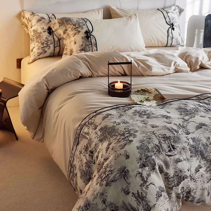 91家纺网 家纺一手货源 找家纺 （总）2024新款全新工艺古风全棉天丝盘扣四件套