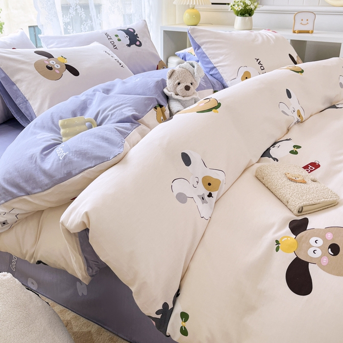 91家纺网 家纺一手货源 找家纺 世爵 2024新款12868全棉印花四件套可爱联盟