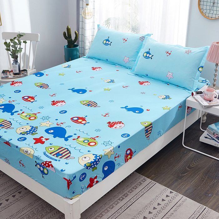 91家纺网 家纺一手货源 找家纺 恩泽 2024新款ins风全棉单品床笠 海底世界