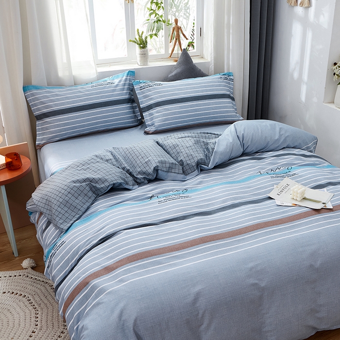 91家纺网 家纺一手货源 找家纺 恩泽 2024新款ins风全棉四件套 皇家学院 灰