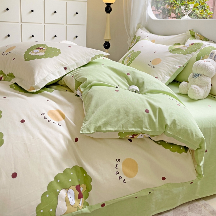 91家纺网 家纺一手货源 找家纺 恩泽 2024新款ins风全棉四件套 安心宝贝