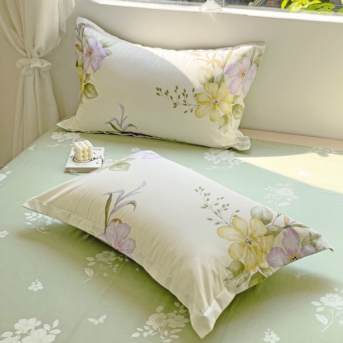 91家纺网 家纺一手货源 找家纺 恩泽 2024新款ins风全棉单品枕套 花都丽影