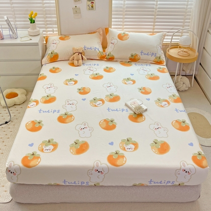 恩泽 2024新款ins风全棉单品床笠 橘色心情